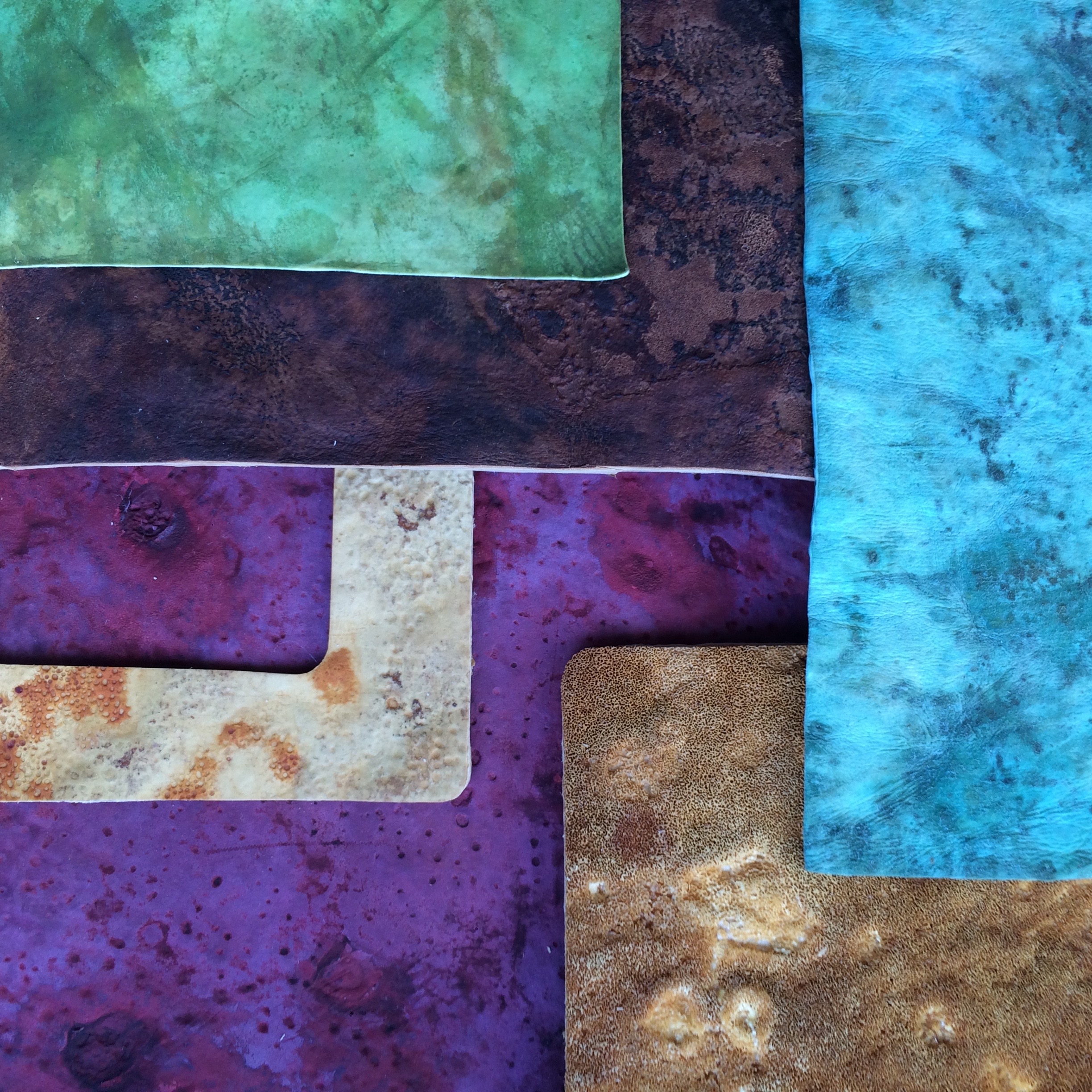 MycoWorks' mushroom leather in different colors and textures. Credit: MycoWorks