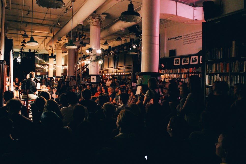 audience in bookstore