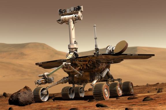 3d mockup of opportunity rover on mars