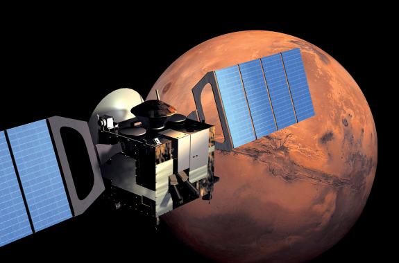 Illustration of Satellite above Mars