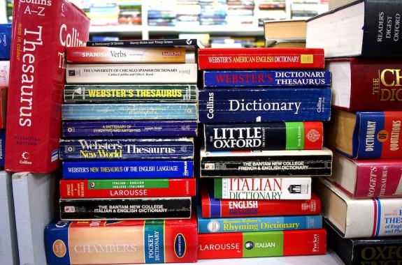 stacks of dictionaries