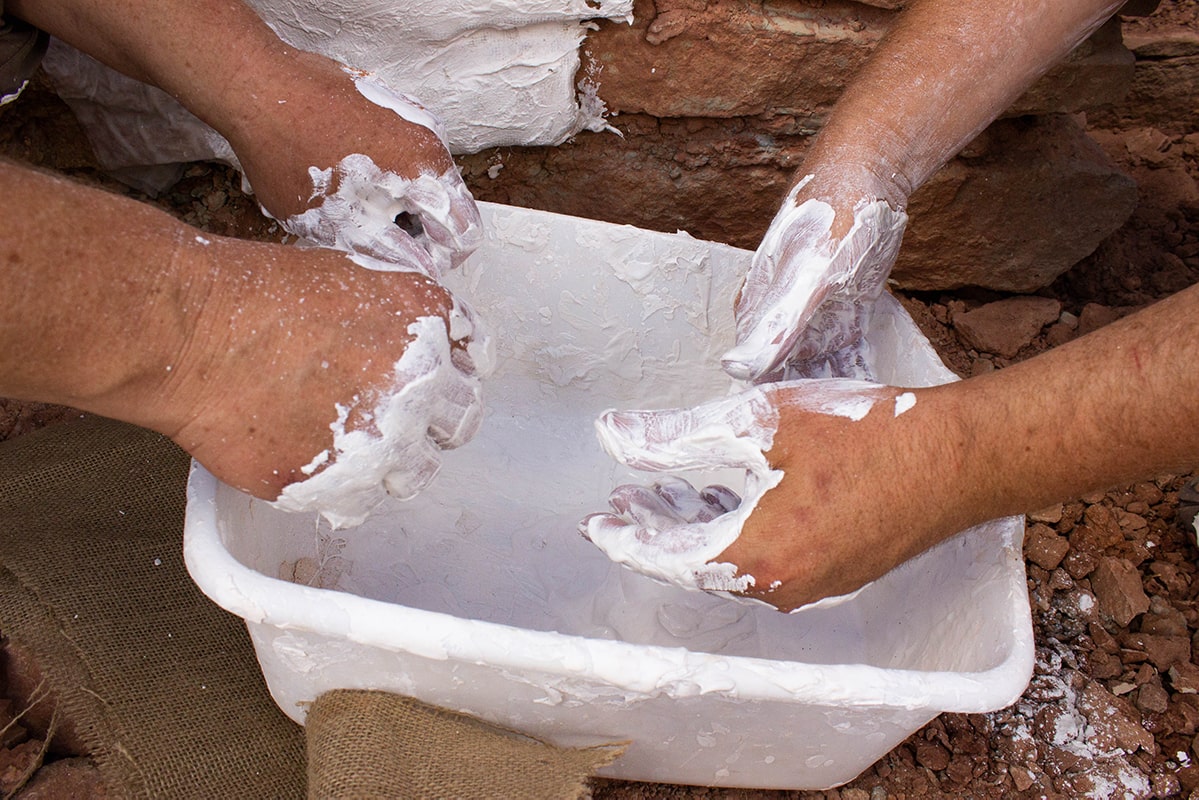 A close up of the plaster