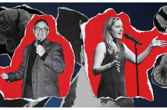 Ira Flatow and Rachel Bouton in a fun, cut-out style