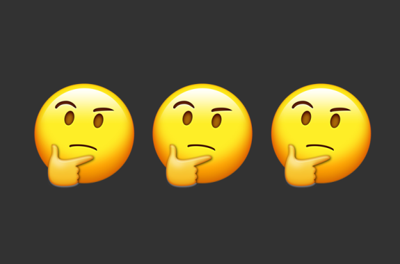 three thinking face emoji in a row against black background