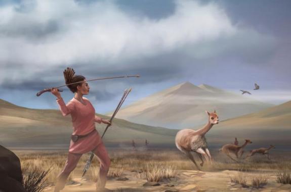 an illustration of an ancient indigenous female hunter