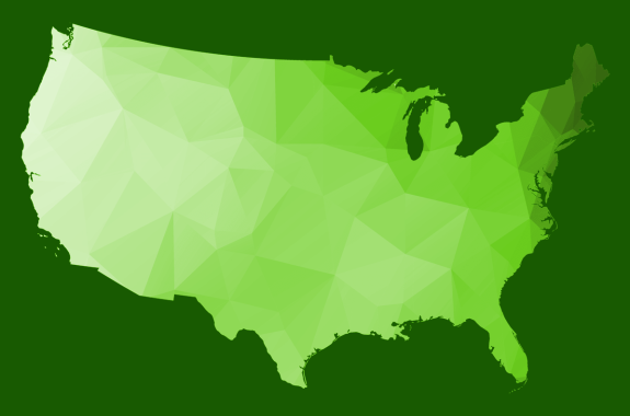 a green abstract map of the us
