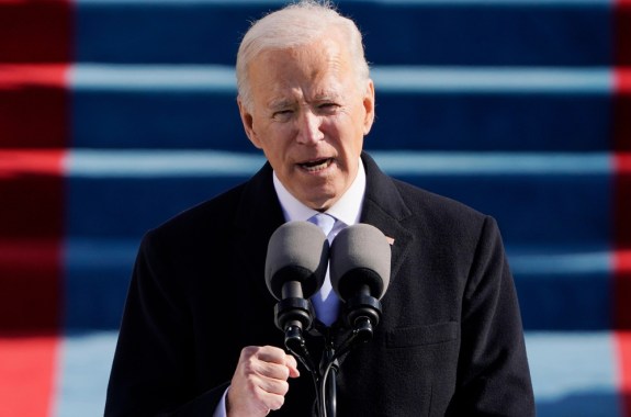 President Joe Biden speaks during the 59th Presidential Inauguration at the U.S. Capitol in Washington, Wednesday, Jan. 20, 2021.