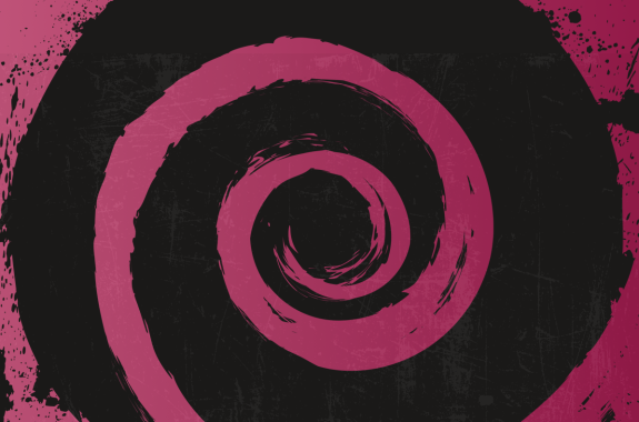 painted black spiral on dark pink background