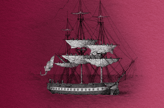 Engraving of an old ship