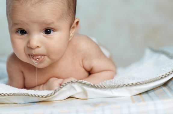 Baby drooling.