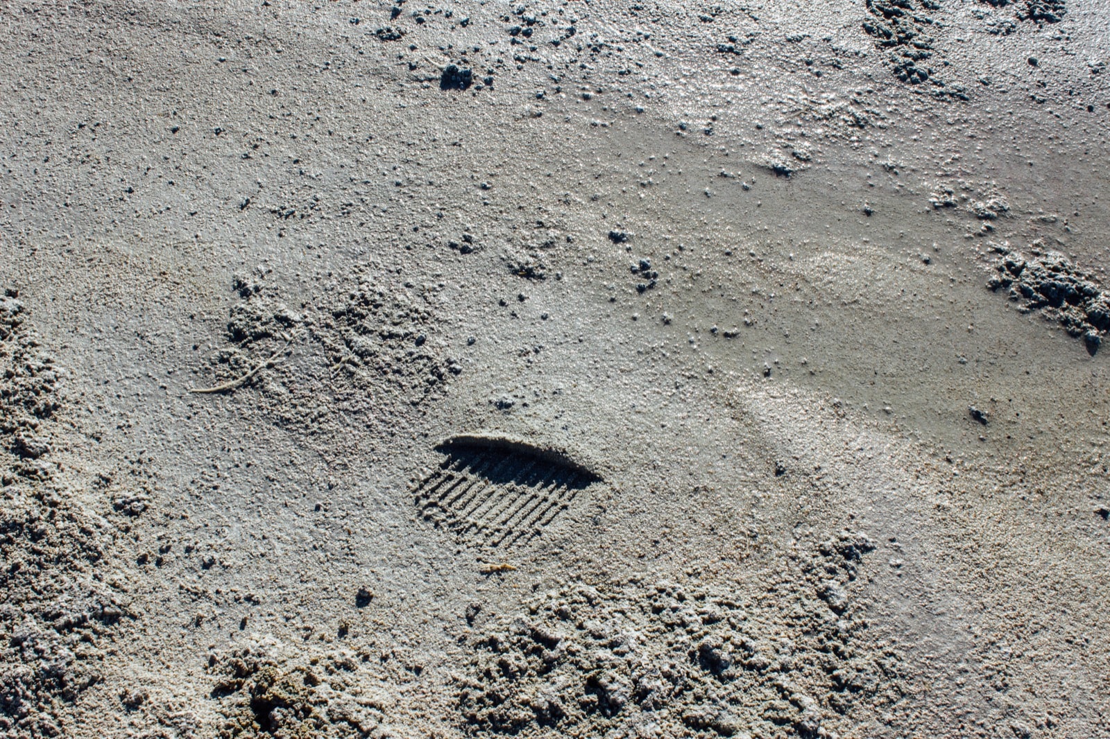 great salt lake utah lakebed with a footprint in it