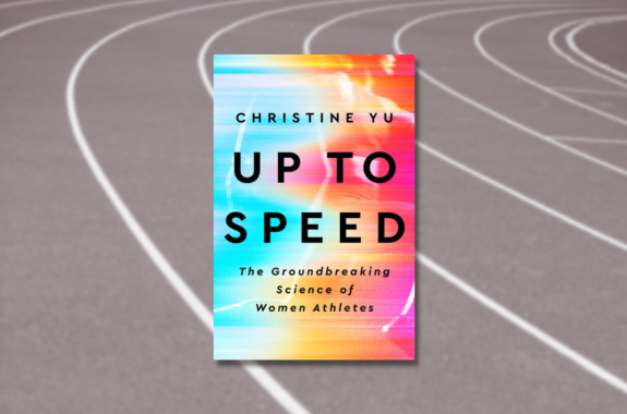 Up to Speed book cover over a running track