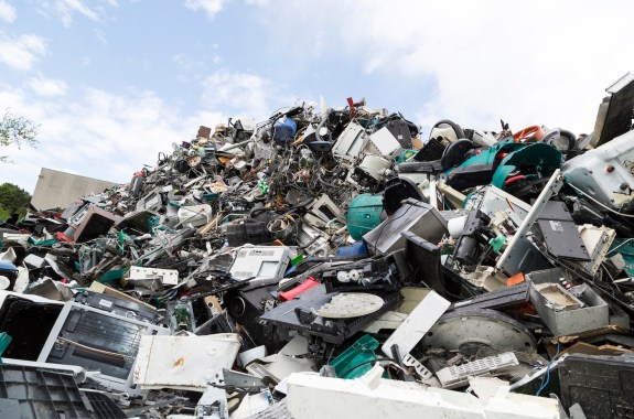 A giant pile of electronics dumped from the trash. E-waste