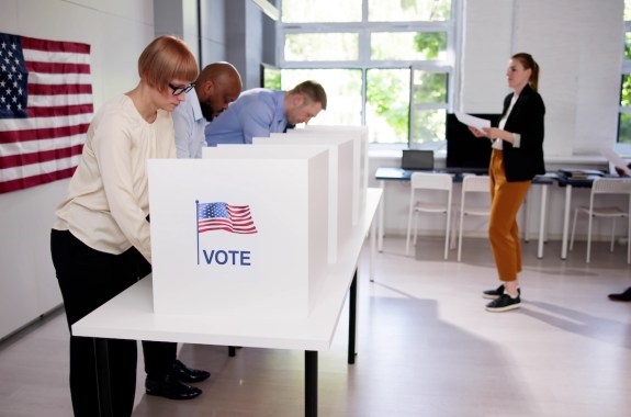 Usa Voting Booth. United States Voter Poll