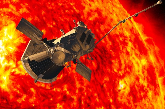 The Parker Solar Probe observes the sun in 3D illustration and rendering