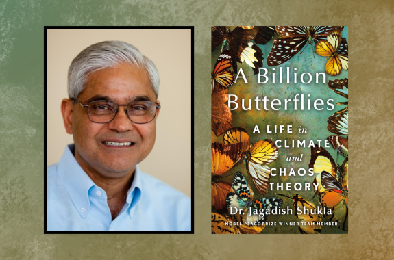 A billion butterflies book cover and headshot of Dr. Jagadish Shukla