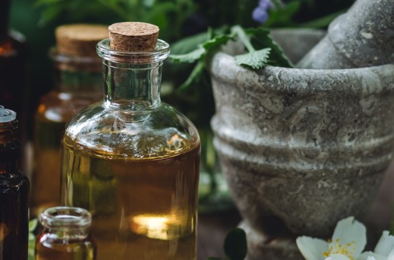Poisons in old vintage apothecary glass bottles.
