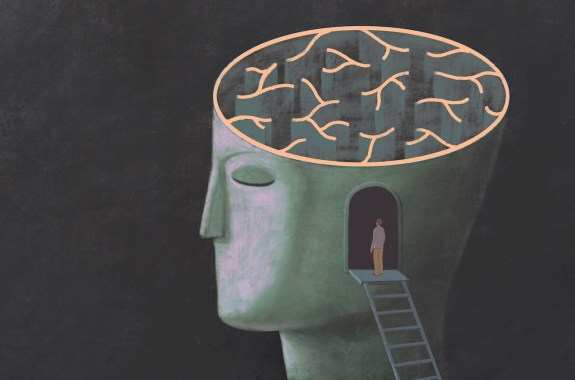 Brain maze, concept idea art, surreal painting, conceptual artwork, 3d illustration